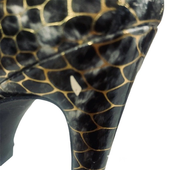 Michael Antonio Womens 4" Stiletto Pumps Snake Print Black /Metallic Gold Sz 8 - Picture 10 of 11
